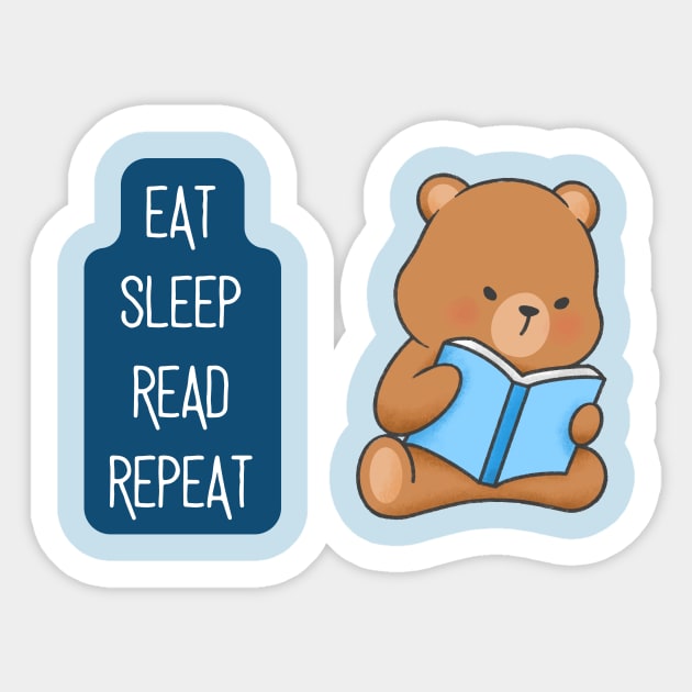 Cute teddy bear reading a book Sticker by Mia